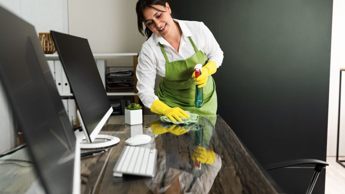 Expert cleaners providing professional office cleaning service