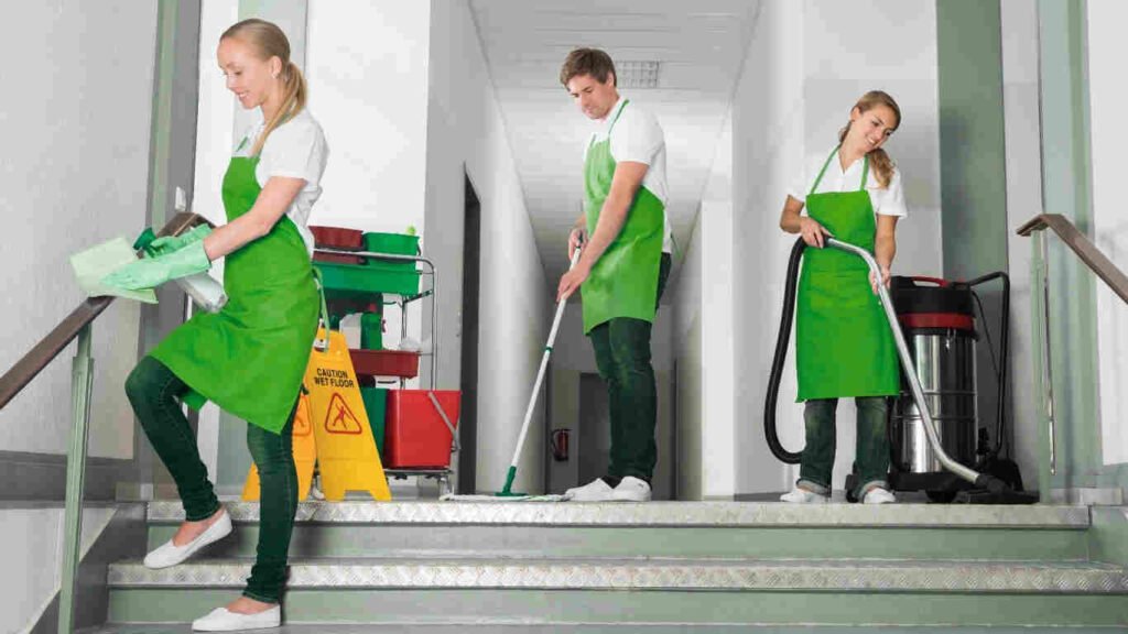 Professional team providing balcony cleaning service in Abu Dhabi with eco-friendly equipment.