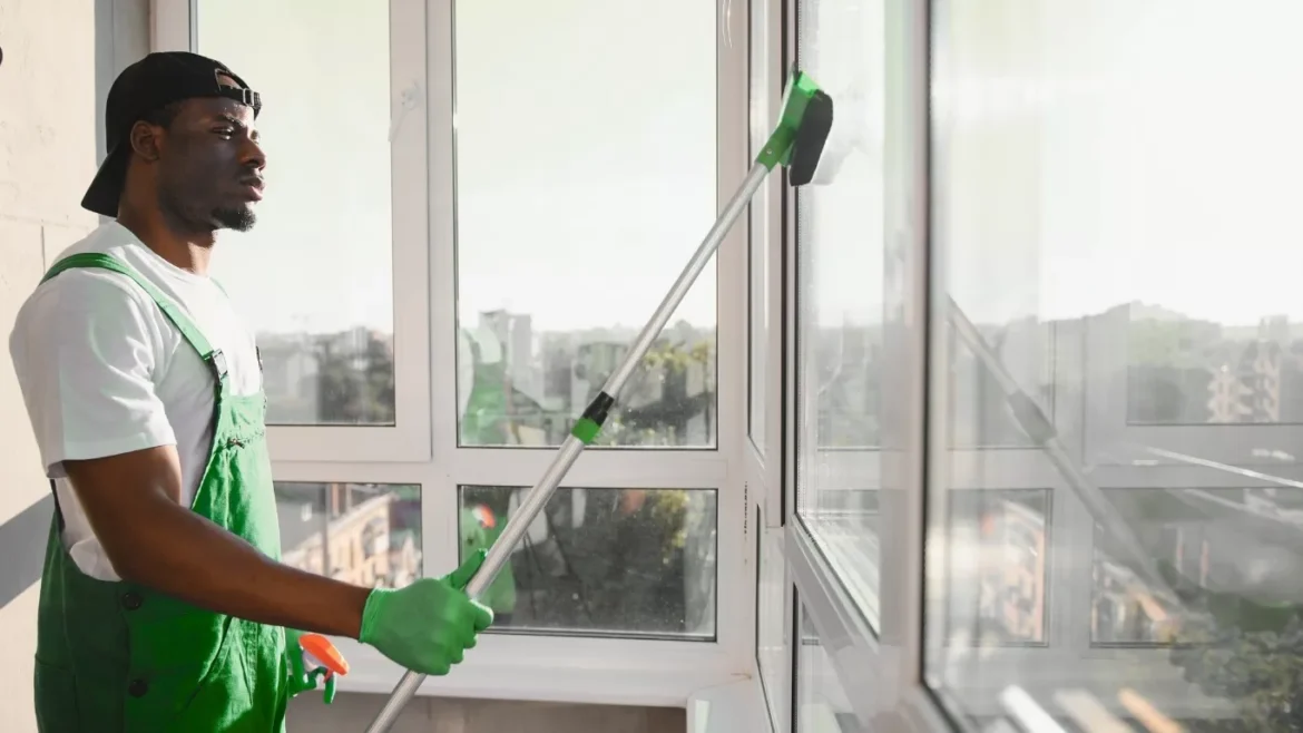 Residential window cleaning services for villa glass panels