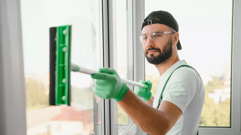 High-rise building glass window cleaning service