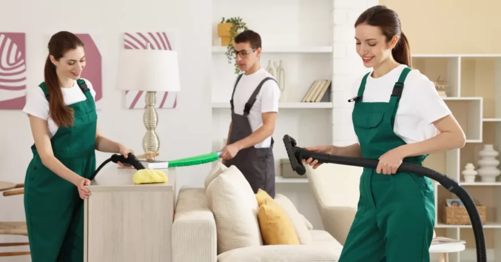 Professional cleaners from a top cleaning company at work