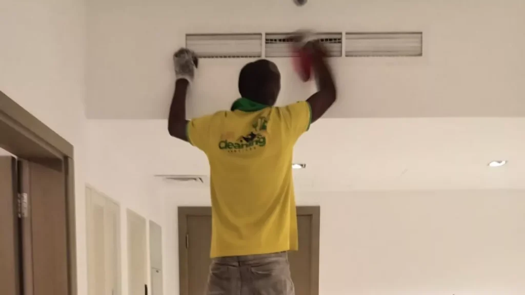 Lobby sanitation provided by commercial building cleaning services