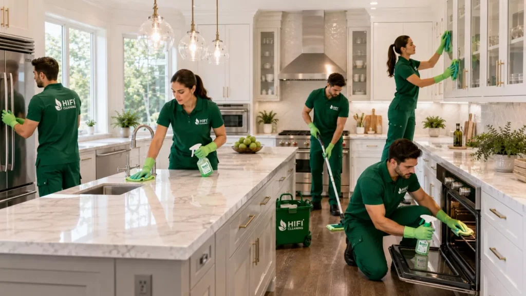 Expert deep kitchen cleaning services removing grease and stains