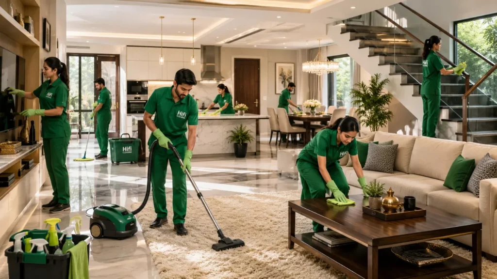 Expert team providing professional villa cleaning service
