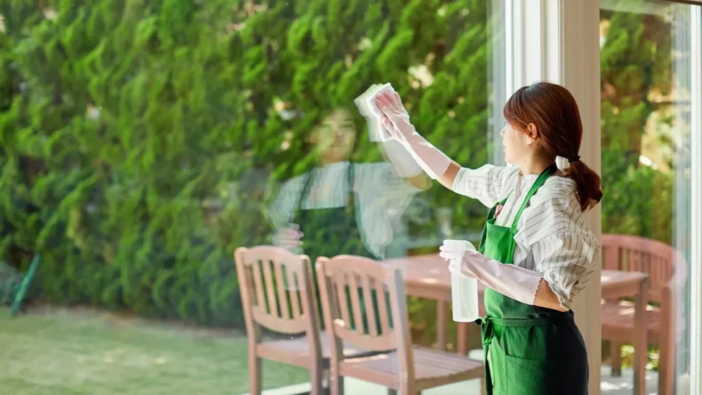 Villa window cleaning services for exterior glass panels